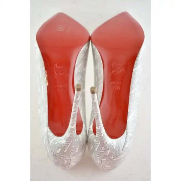 Christian Louboutin Pigalle Follies 100 Patent CL White Silver Heel Pump 40.5 - Picture 12 of 12